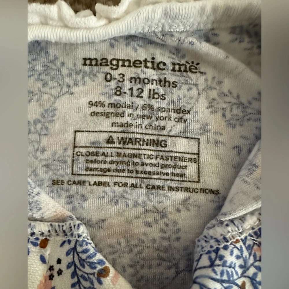 Magnetic Me Blue and Pink bunny Floral Ruffle Footie